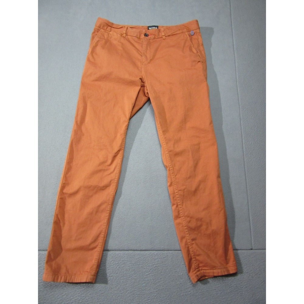 Scotch & Soda Pants Mens 32x30 Orange Amsterdam Chino Flat Front Straight Leg